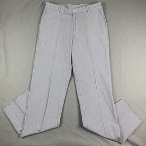 Bills Khakis mens Parker Pant 36 seersucker Blue White Made USA unhemmed NEW